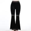 Women Fashion Pants Gothic Paneled Lace Wide-leg Pants Long Pants