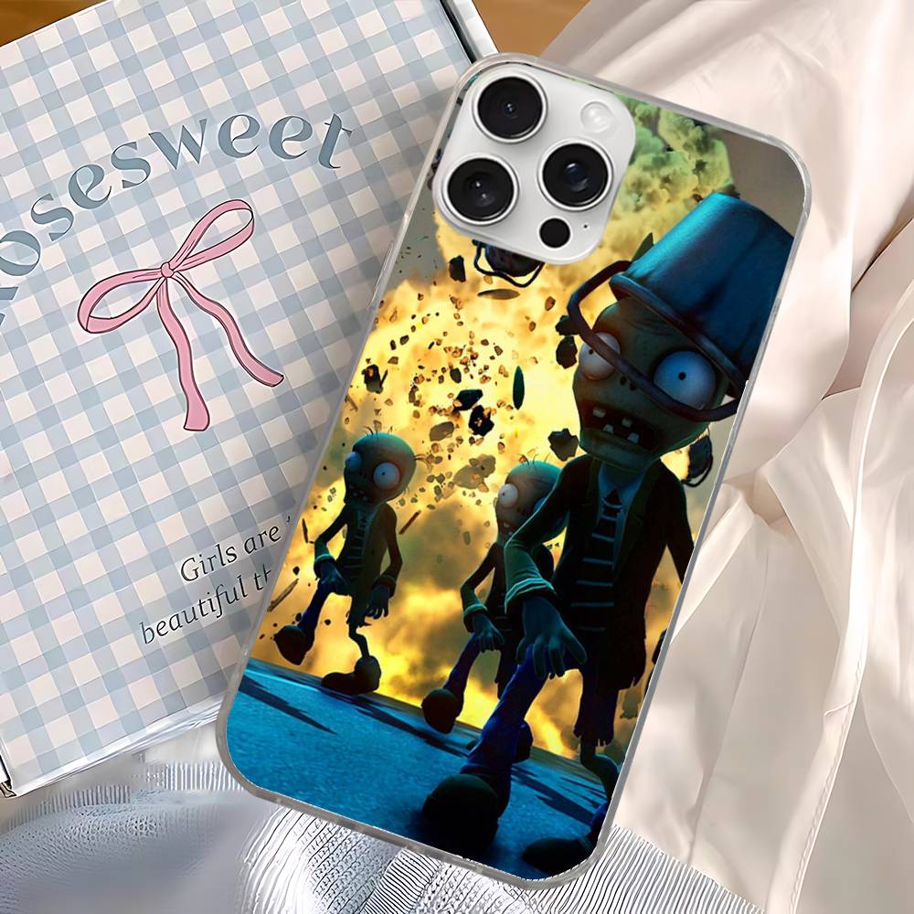 Plants Vs Game Z-Zombies Phone Case For IPhone 11 12 13 14 15 16 17 Plus Pro Max Satin Laser Glossy Cover