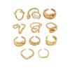 Wind Ladies Jewelry Geometric Ring Inlaid Pearl Design Ring Set Opening Adjustable Ring