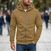 Men's Zip-Up Hoodie with Multiple Pockets, Casual Long Sleeve Sweatshirt