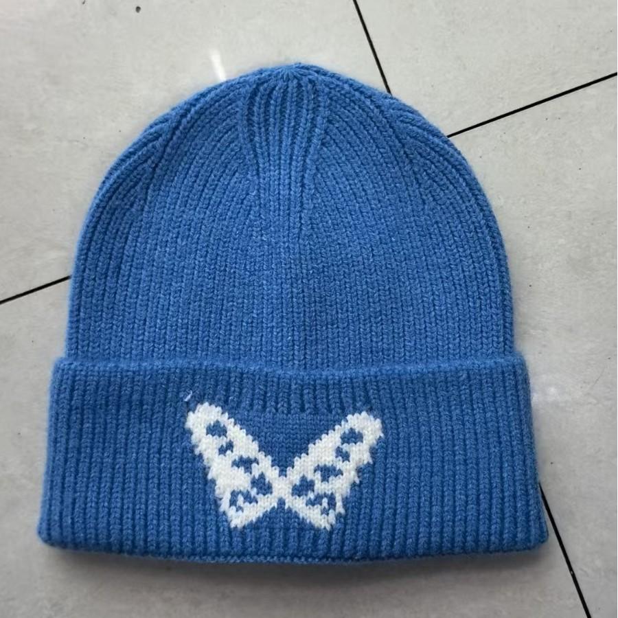 New butterfly knitted hat children's autumn and winter outdoor loose face small big head circumference warm ear protection wool cold hat