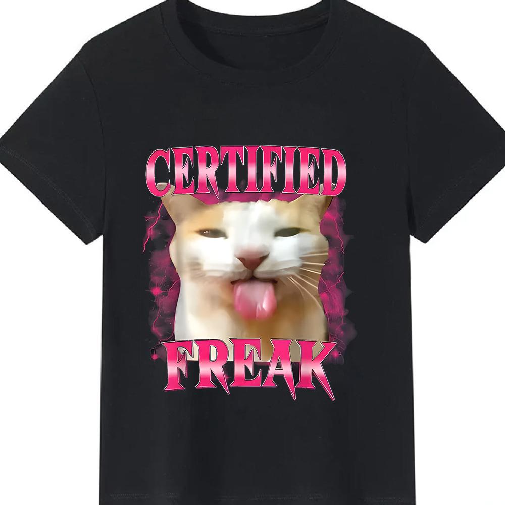 

Funny Cat Meme Print Shortsleeved Tshirt Pink Aesthetic Scream Cat Graphic Crew Neck Top for Cat Lovers Humorous Casual Outfit S