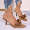 Fashion 2024 Spring and Summer New Fashion Bow Decorated Mules Elegant Pointed Toe Stiletto Heels Women's Baotou Slippers Women Slippers