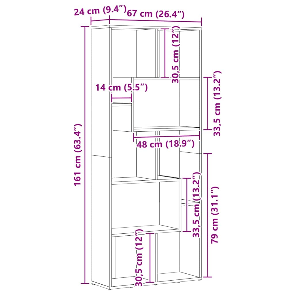 Bookshelf Sonoma Oak 67 x 24 x 161 cm Particleboard