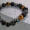 Shinjuku Gin No Kura 10mm Wide Hematite, Obsidian, Tiger's Eye, and Onyx Bracelet, 18cm-19cm (18cm) (Men's Medium)