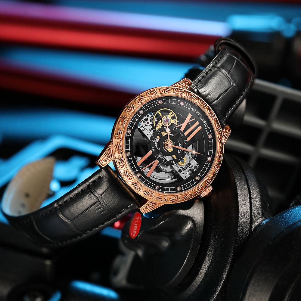 Mechanische Herrenuhr mit hohlem Zifferblatt, vollautomatisch, hochwertig, maskulin, leuchtend, wasserdicht