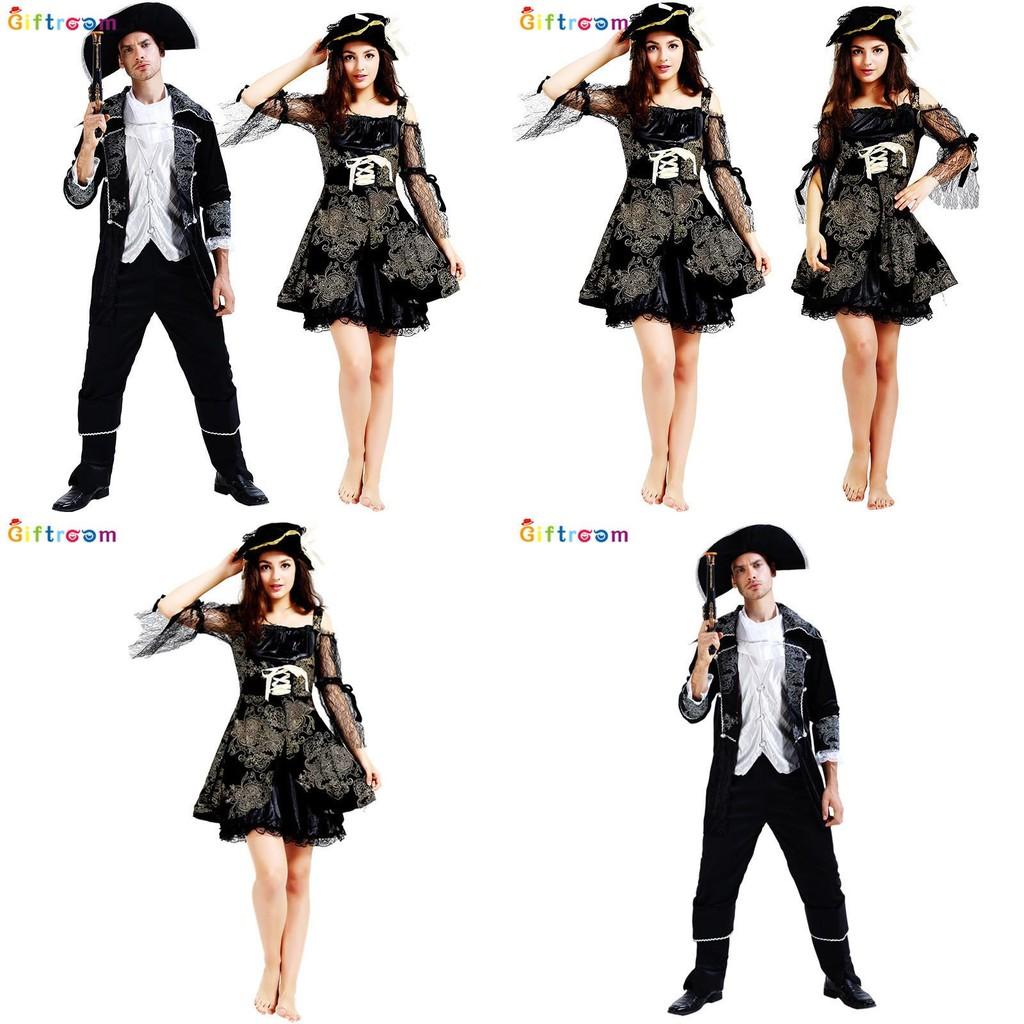 Luxurious Pirate Couples Costume For Halloween And Masquerade Parties Featuring Polyester Fabric