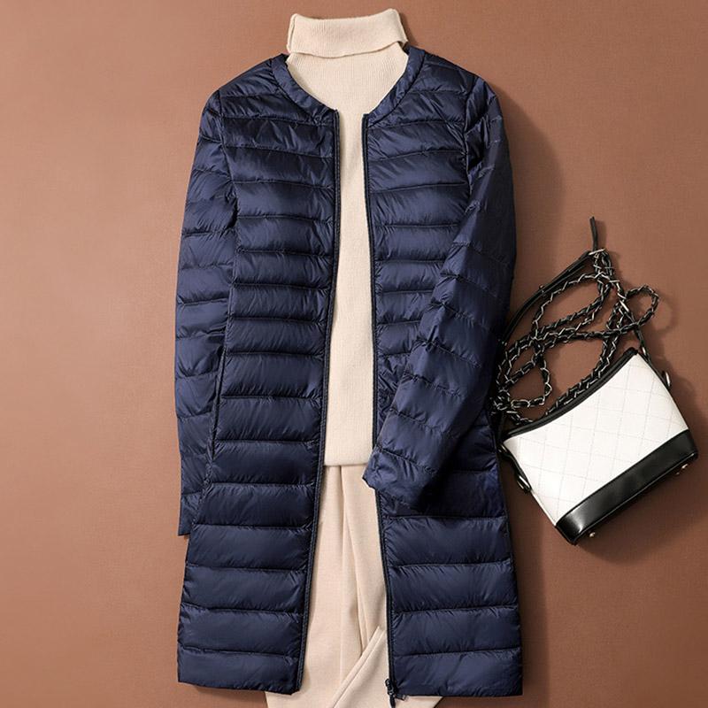 Winter Duck Down Jackets Women Long Ultra Light Coat Casual Slim Black Thin Autumn Parkas