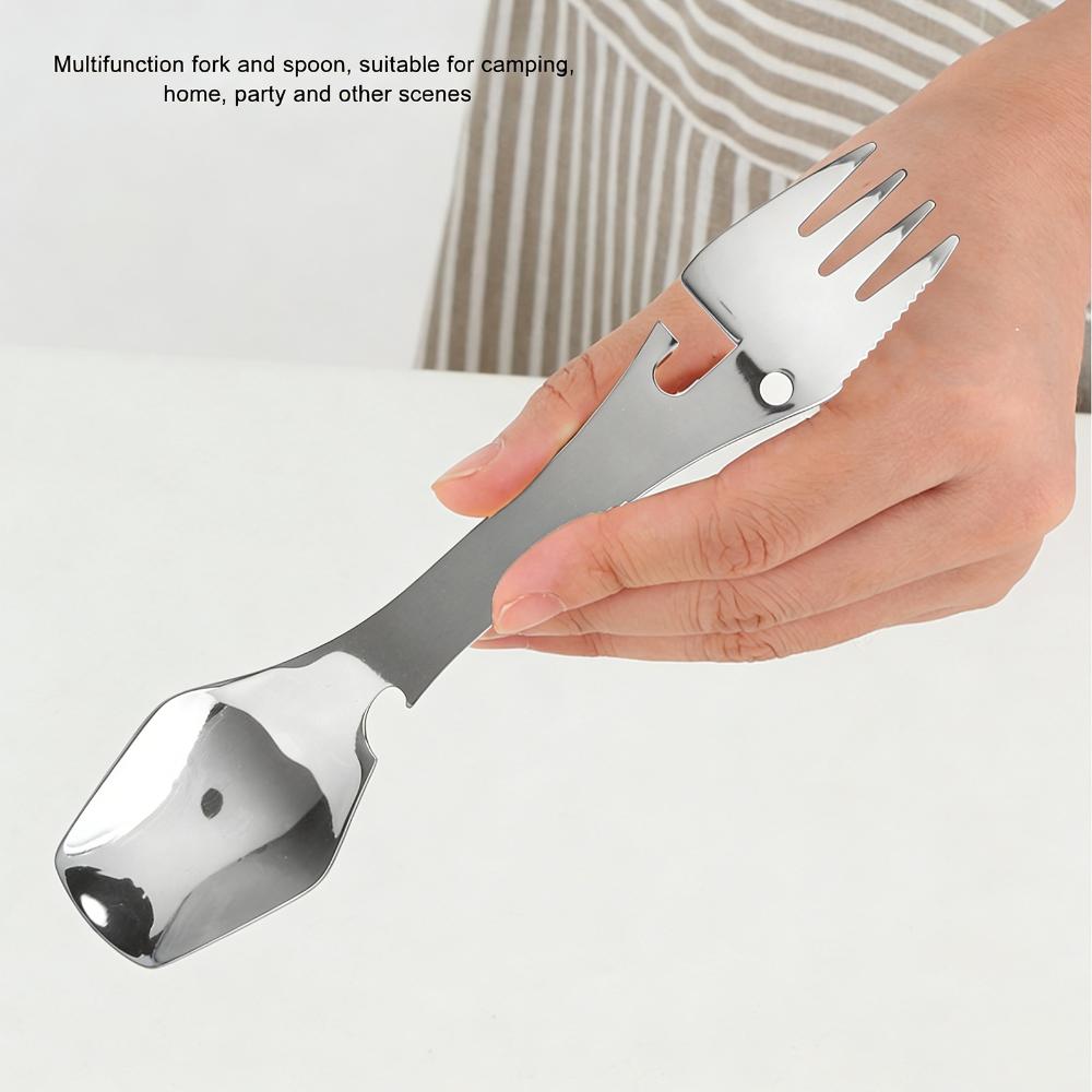 Premium Spork Fork Spoon Stainless Steel Blades Wrench Bottle Opener Wrench Home Kitchens