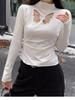 Plush Spicy Girl Butterfly Hollow Long Sleeve Turtleneck Women's Autumn/Winter Top