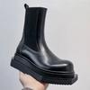 Módní návrhář Kožené Chelsea kotníkové boty Dámské Protiskluzové Silná podrážka Platforma Boty pro muže Punkový styl Motorkářské boty Botas Mujer