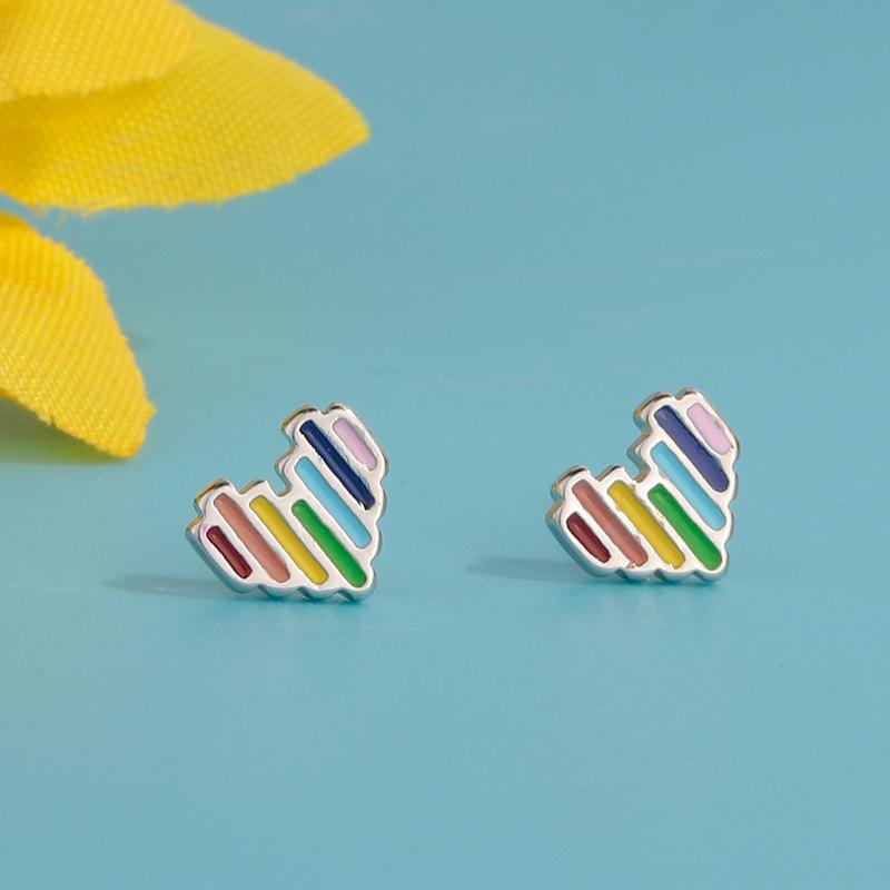 Korean Style Fashion Dripping Oil Geometric Shape Earrings Jewelry For Women