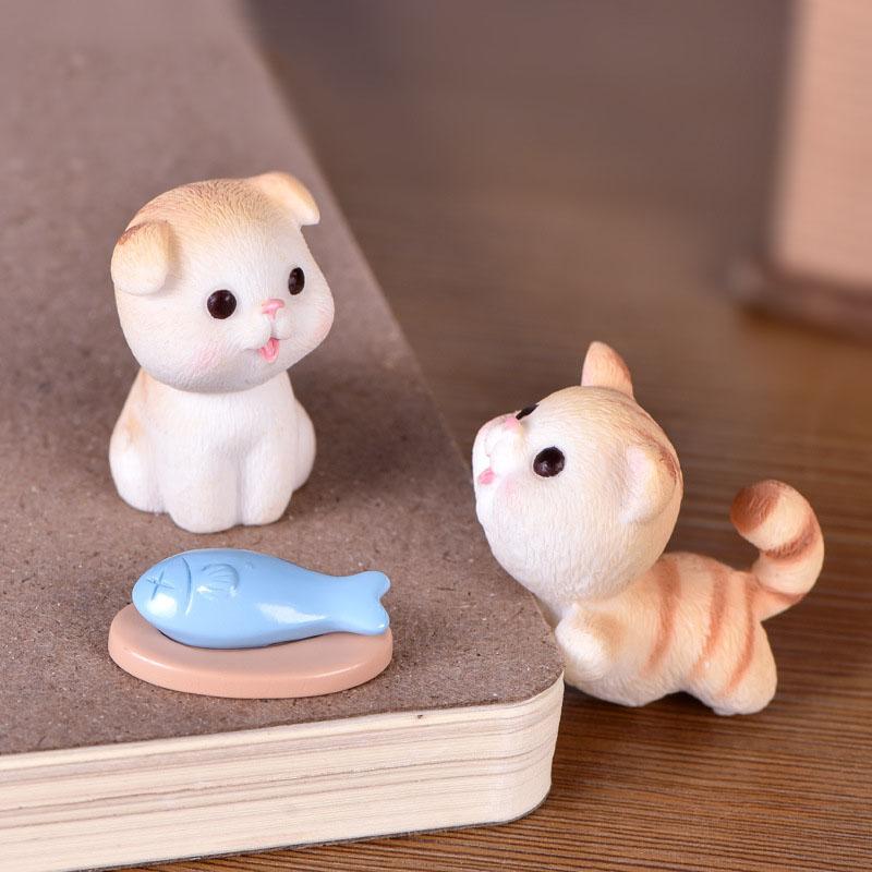 Engraçado Fofo MINI gatinho Festa de Aniversário Topper de Bolo Decoração Boneca Desenho Animado Banco Peixe Tigela de Gato Dia das Crianças Sobremesa Boneca Miniatura