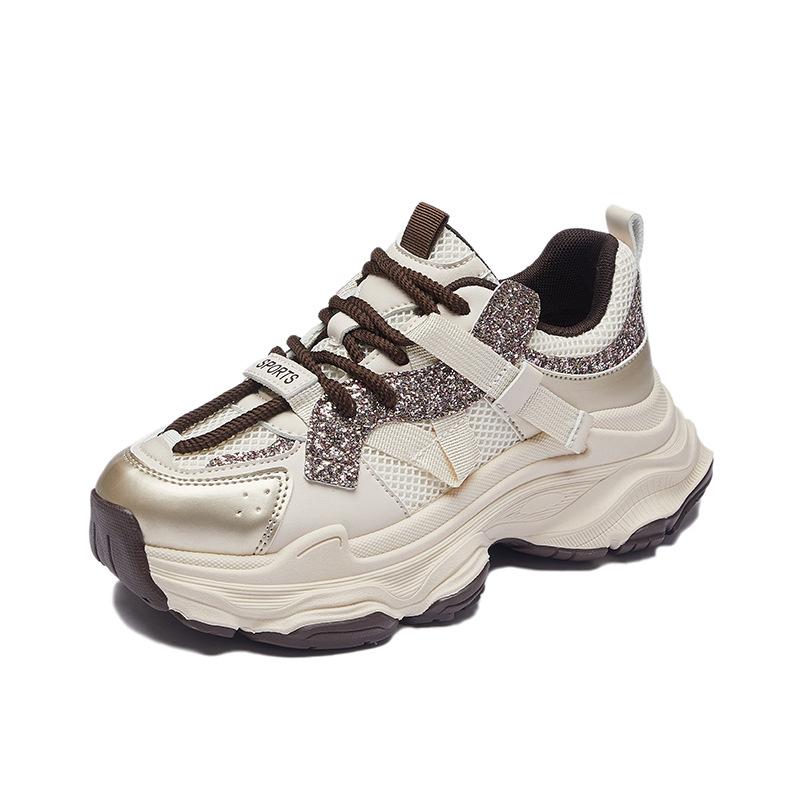Dad Sneakers for Women Casual Running Shoes Slip On Walking Shoes Non Slip Lace-Up Tennis Shoes Comfort Women's Breathable Lightweight Work Sneakers