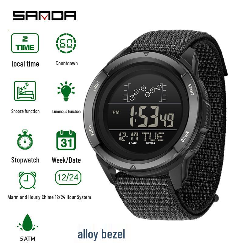 Sanda Multifunctional Digital Watch: Single Display, Alarm, Large Dial, Waterproof Sports Watch for Students.