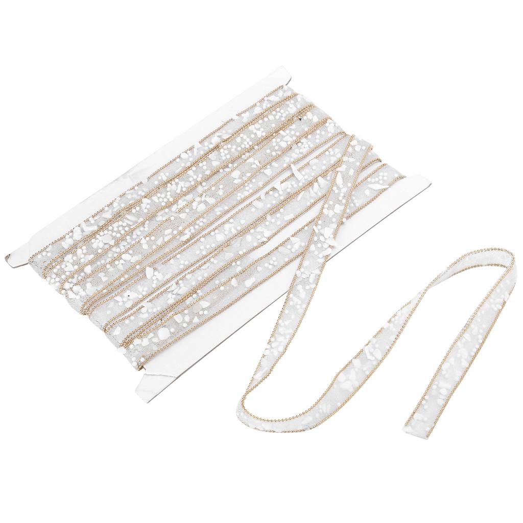 5 Yards Gold Edge Shell Glue Mesh Ribbon for DIY Shoes Hats Phone Stickers Decorative Belt