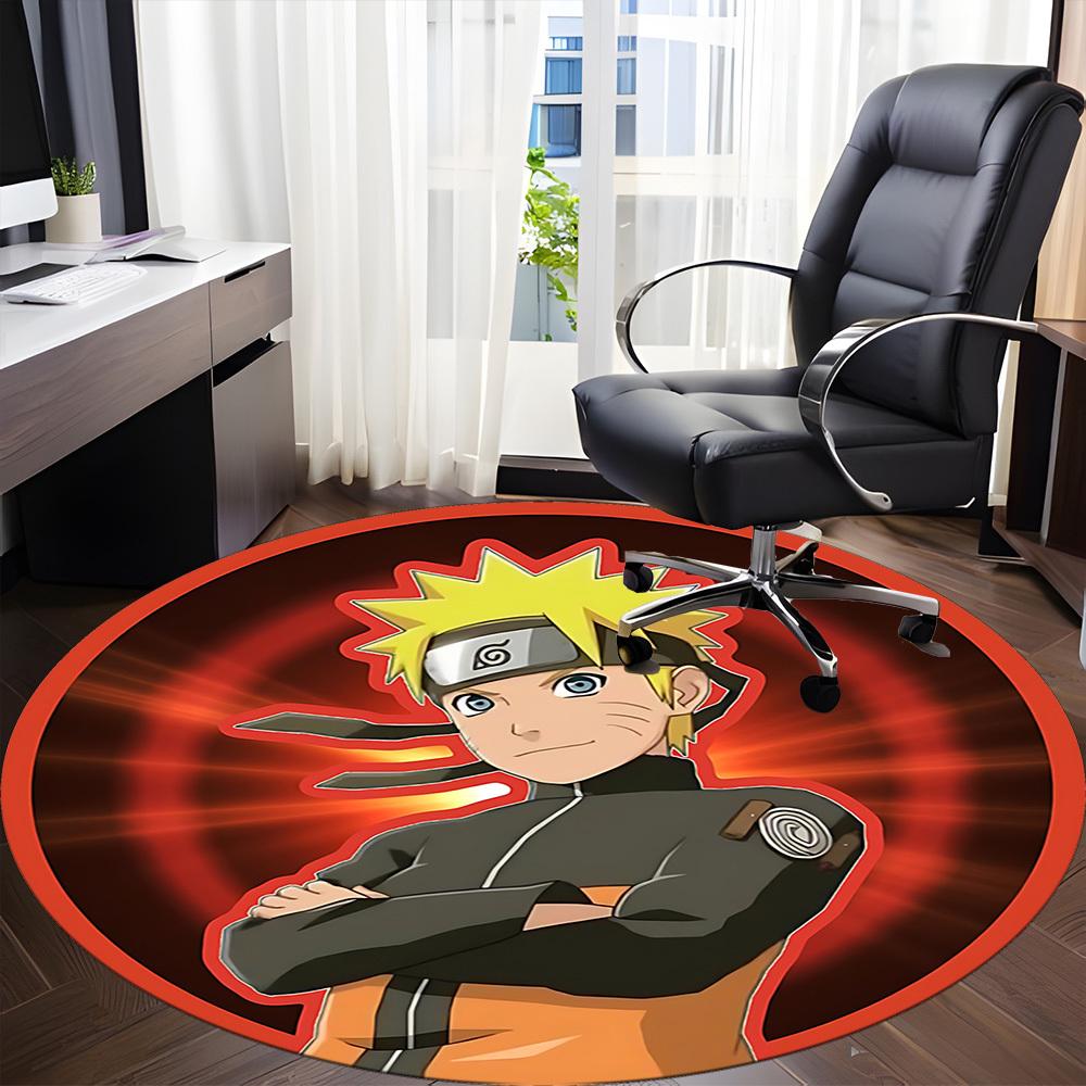 1PC Naruto Office Round Rug, Non-slip, Soft and Durable Office Rug for Interior Decoration, Perfect for Office, Beautiful Decoration