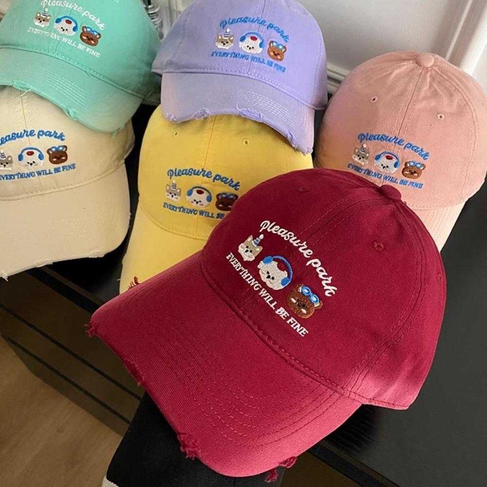 Cotton Embroidered Letter Hat Sunscreen Puppy Cap Versatile Baseball Cap  Street