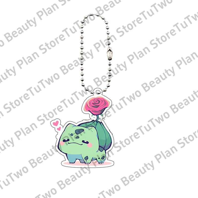 Anime Bulbasaur Squirtle Charmander Cartoon Key Chain Couple Girls Boys Acrylic Backpack Pendant Charm Family Gifts Jewelry Toys