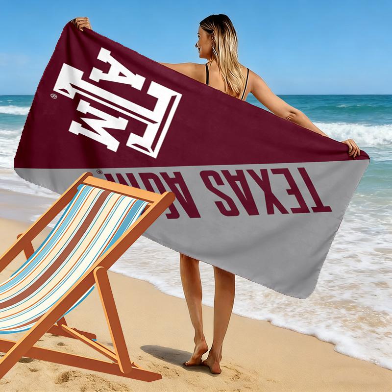 Texas A&M Aggies Print Beach Towel, Large Soft Quick Dry Towel for Beach Camping Swimming