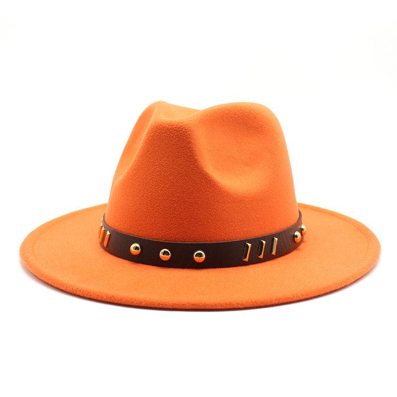 Belt Accessories Wool Top Hat Jazz Hat Vintage Black Wool Jazz Hat Flat-Brimmed Eaves Hat