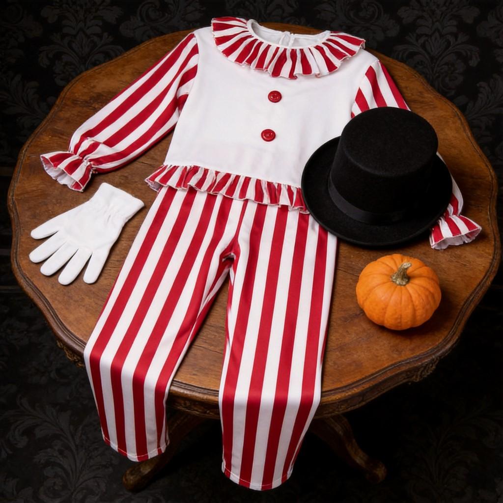 Terrifier Halloween Clown Costume Cosplay Suit For Stage Performance With Polyester Material For Kids And Adults