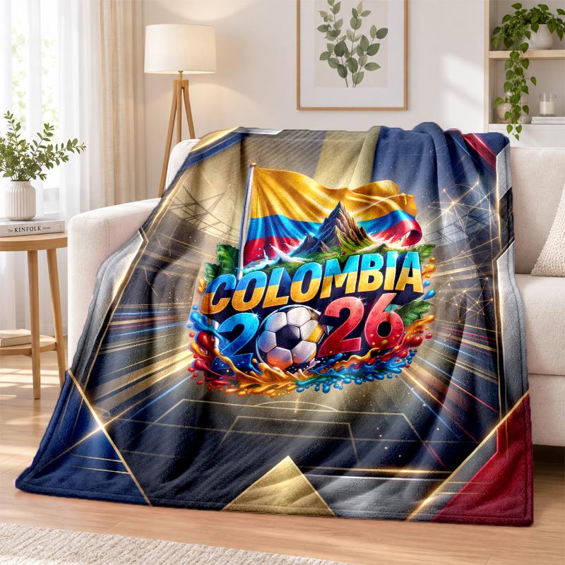 Colombia Football Printed Flannel Blanket Warm Comfort Bed Throw For Indoor Home Decoration