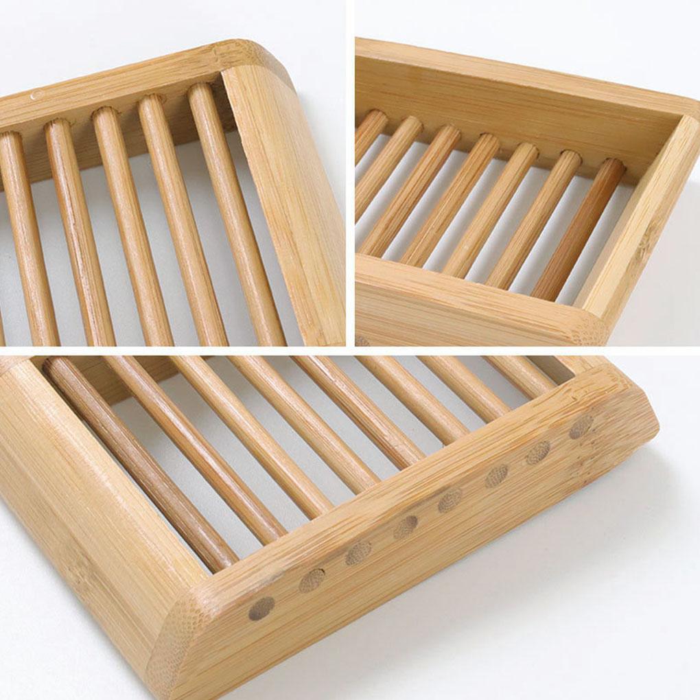 Soap Case Holder Moisture-proof Handmade Bamboo Storage Tray Draining Box Restaurant Washroom 7.9*12cm Wood Color