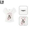 :CHOCOOLATE Draped Neck Slim Fit Short Sleeve T-Shirt