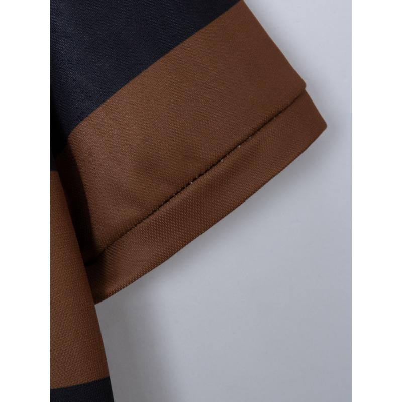 Men's Casual Polo Shirt Striped Versatile T-shirt Top