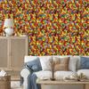 Stained Glass Wallpaper Orange, Gold and Red 50x1000