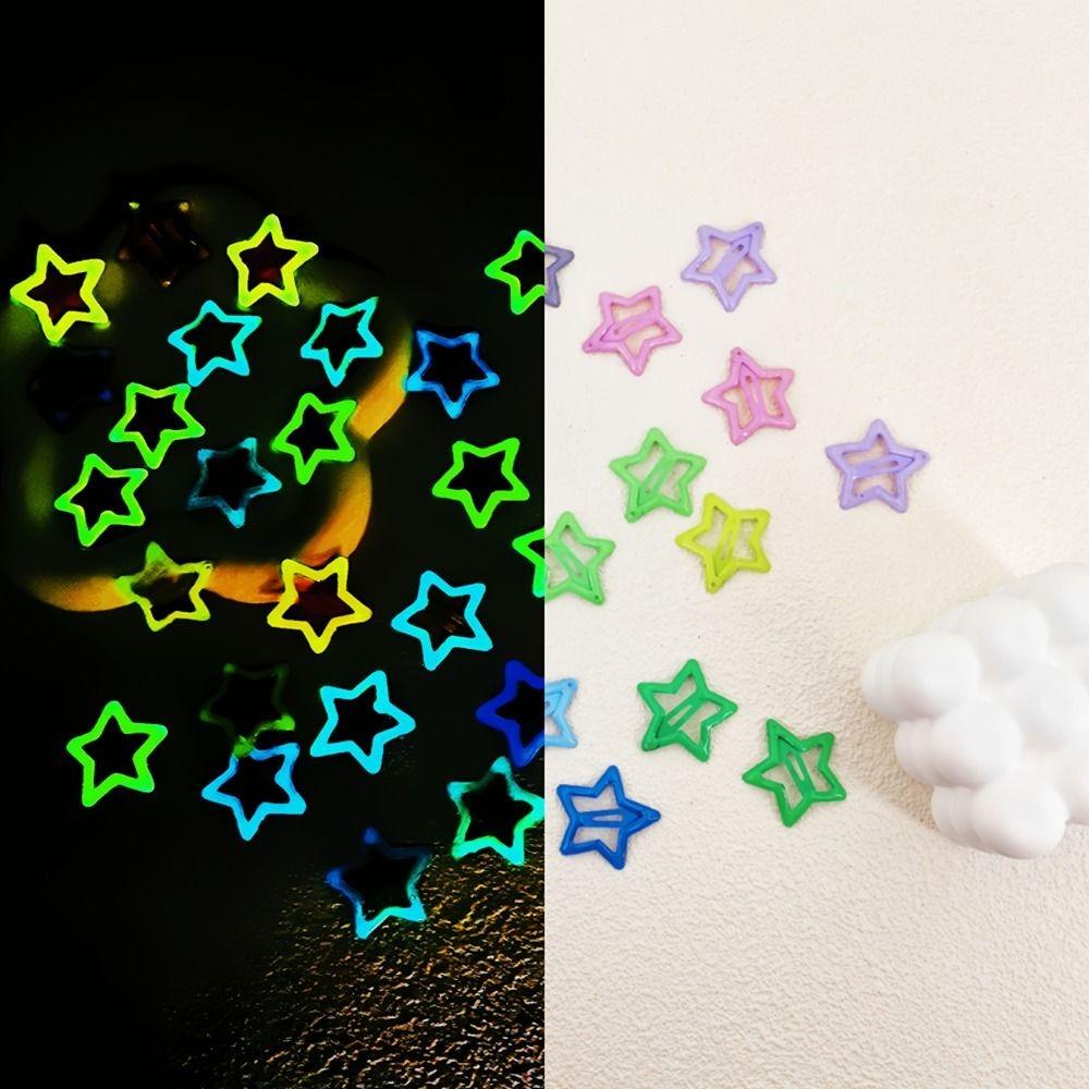 20Pcs Glow in The Dark Luminous Star Hair Clip Trendy Mini Luminous Barrettes Costume Dress Up