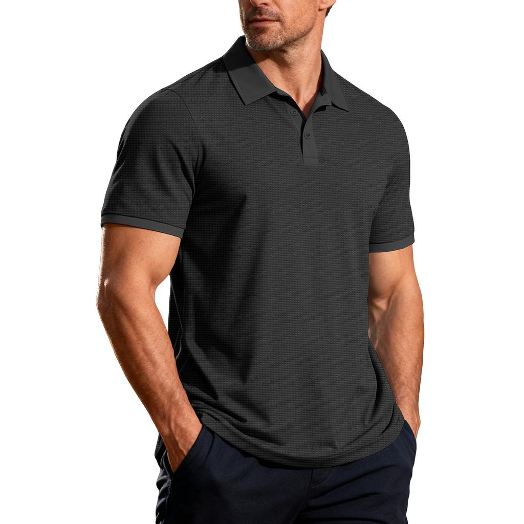 Men's Golf Shirt Casual Sports V Neck Ribbed Collar Short Sleeve Fashion Casual Color Plain Spring & Summer Regular Fit