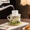 Hoyihmrock 181ml Rock White Panda Spring Coffee Mug With Plate Hot Chocolate Cup Afternoon Tea Mug Cup Saucer Kit Tea Items Gift