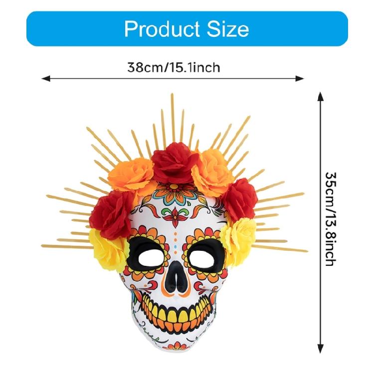 Masquerade Mask Day of The Dead Mask Rose Suger Skeleton Mask for Halloween Cosplay Costumes Party Mask for Women Men