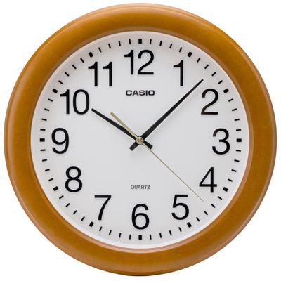 Wall Clock, Brown, Analog, Wooden Frame, Wooden, Wood Grain, Quiet, Continuous Second Hand, IQ-136-7JF