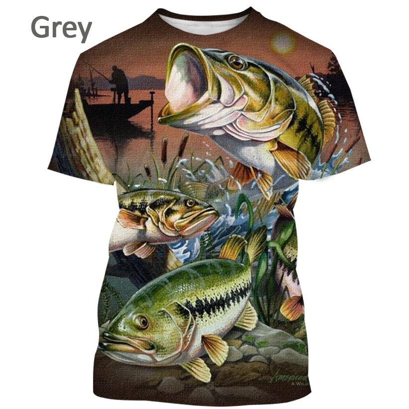 Summer Men's Short Sleeve 3D Printed Fish Hunting Pattern Design T-shirt Special T-shirt