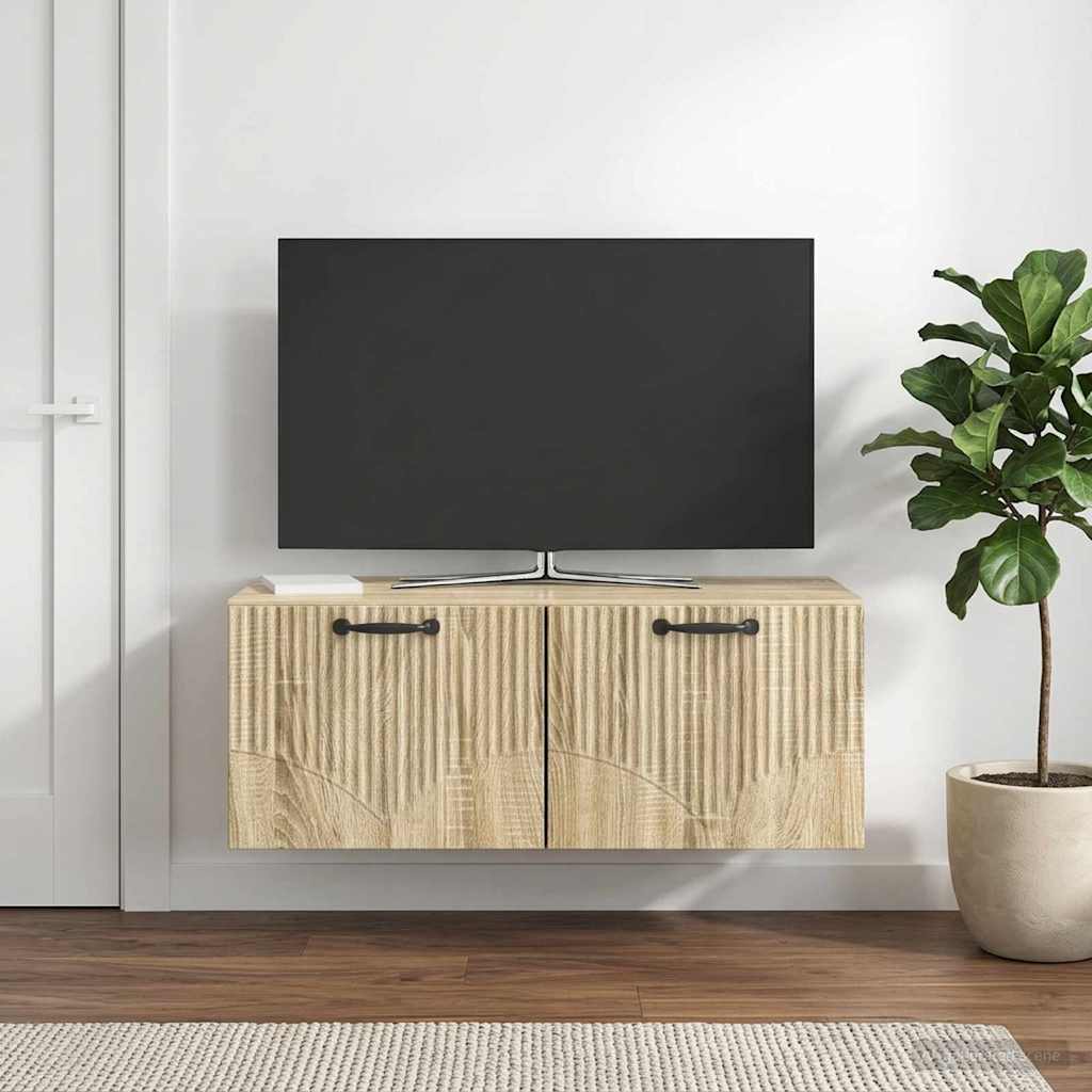 Wall Mounted TV Cabinet In Sonoma Oak 78.5 X 41 X 30 Cm