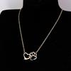 Damen Hohl Herz Haustier Pfotenabdruck Anhänger Kette Halskette Schlüsselbein Schmuck Geschenk