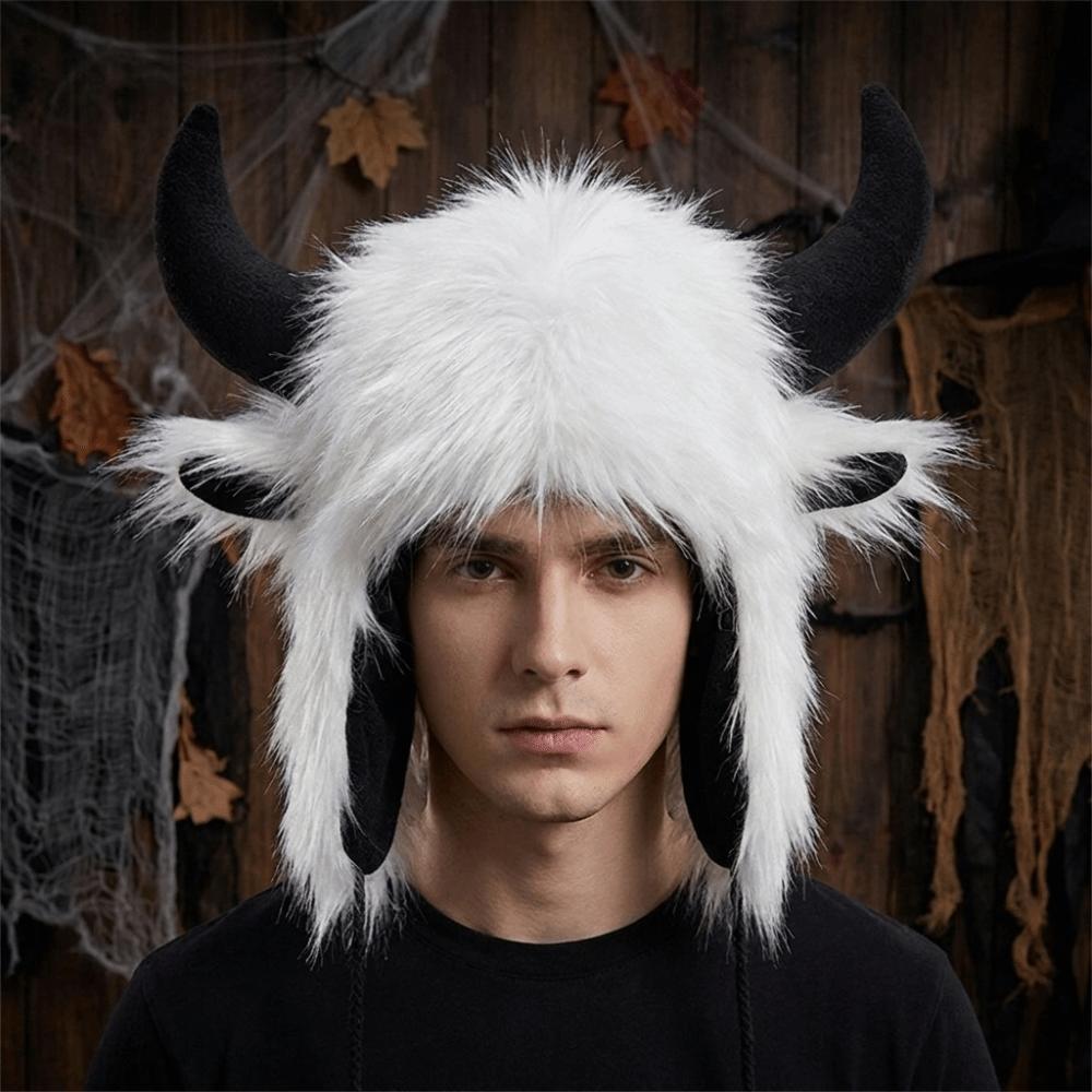 Solid Color Ox Horn Hat Thickened Lei Feng Cap Fashion Winter Pullover Cap Outdoor