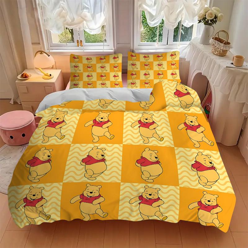 Poisson Winnie Pooh Print 3Pcs Bedding Setduvet Cover With 2 Bedropillowcase Home Birthday Gift