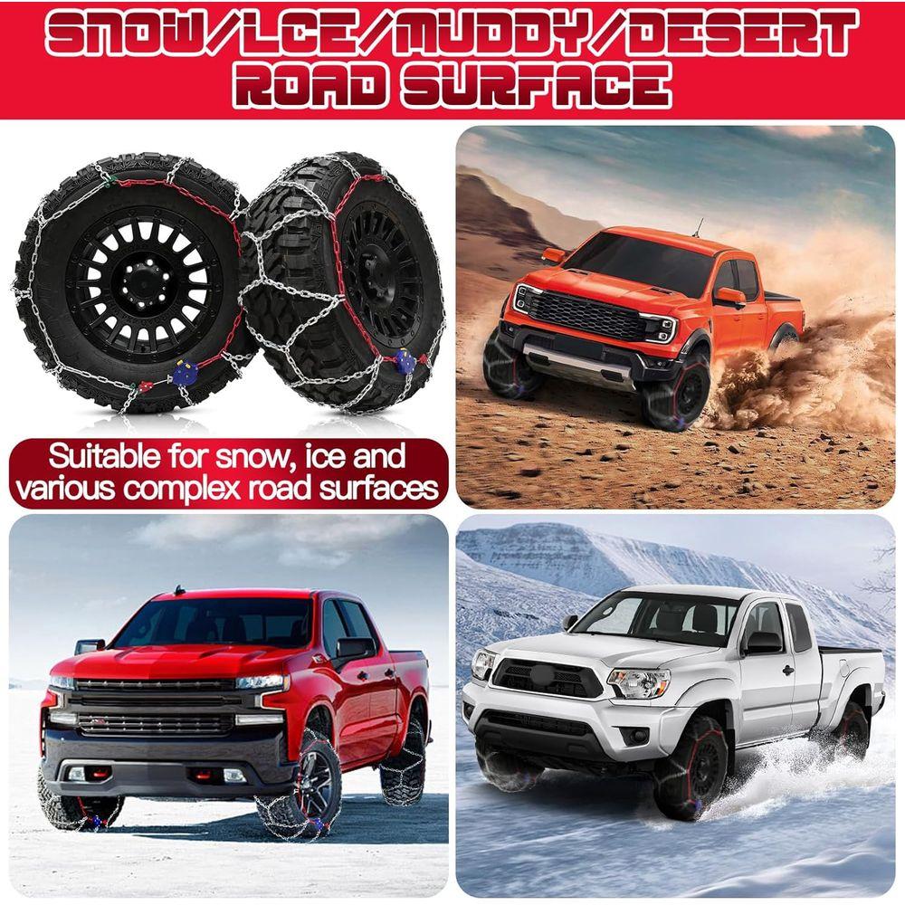 Auto Lock Snow Tire Chains,1 Min Quick, 4.5mm Enhance Manganese Steel Anti Skid Chains for Car SUV And Pickup Trucks Tire Tracti