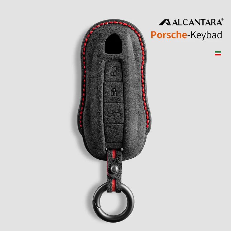 Alcantara Car Key Case Cover For Porsche Panamera Spyder Carrera Macan Cayman Cayenne 911 970 981 991 Accessories