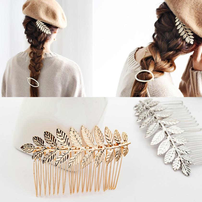 Wedding Hair Accessories Leaf Hair Clips for Women Fashion Crystal Bride Headdress Hairpin Crystal Hair Combs Girls Jewelry Gift