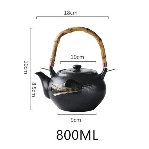 Japanese Retro Hand-painted Ceramic Teapot Home Hotel Restaurant Teapot Chinese Large Teapot Handle Pot