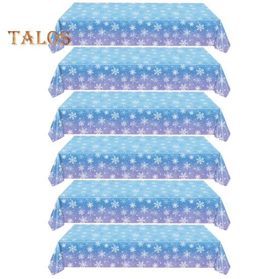 3/6 Pack Christmas Tablecloth Winter Holiday Snowflake Dining Tablecloth Plastic Disposable Table Cover for Christmas Party Decoration