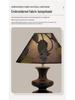 French Retro Mid-Century Wood Bedroom Lamp, Wabi-Sabi Style with Fabric Shade