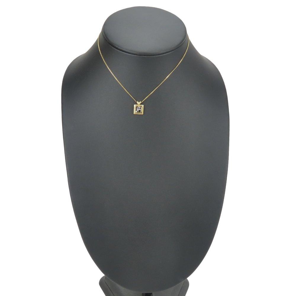 Used NINA RICCI Necklace NR logo metal 5.0g gold Square