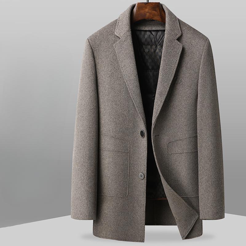 

Зимнее мужское шерстяное пальто с двумя сторонами, средней и длинной длины, утолщенный костюмный воротник, съемная подкладка, шерстяное пальто для мужчин 195