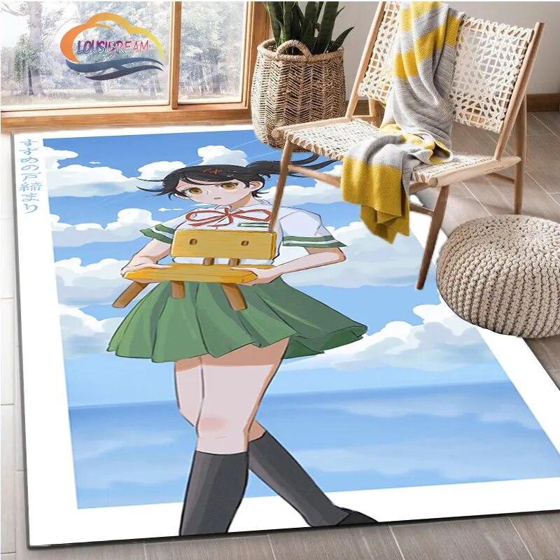 Latest Animated Suzume Anime Carpet 3D Printing Decorative Floor Mat for Children and Girls Living Room Bedroom Sofa Area Rug